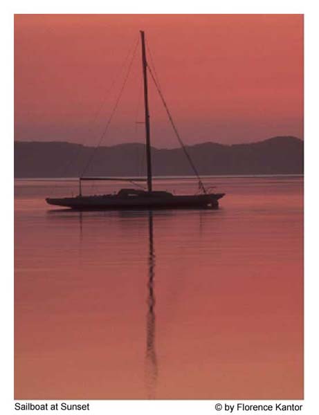 April 2003 Projected Image - Florence Kantor - Sailboat at Sunset
