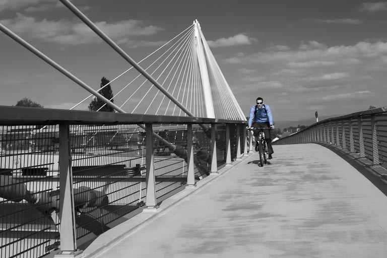Cyclist on the Europa Bridge
